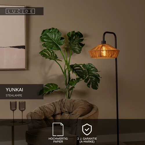 Lucide YUNKAI - Stehlampe - Ø 40 cm - 1xE27 - Natürlich - USP